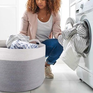 Customizable Large Cotton Rope Woven <b>Storage</b> <b>Basket</b> Collapsible Organizer Laundry Hamper Set 3 Functional <b>Hanging</b> Clothing - Product Image 6