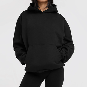 Sudadera con capucha personalizada sin cordones para mujer, estilo urbano, corte regular, con bolsillo frontal tipo canguro, dobladillo y puños acanalados - Product Image 4