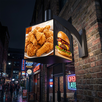 Letrero Luminoso LED Cuadrado para Exteriores, de Pared, con 4 Caras Giratorias, para Menús, Publicidad en Bares y Restaurantes de Comida Rápida