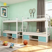 Lit superposé double pour étudiants OEM avec structure en métal et escalier de rangement