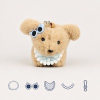 Porte-clés en peluche animal mignon Chien avec lunettes de soleil et bavoir à carreaux, breloque de sac douce, vente en gros, personnalisable OEM ODM