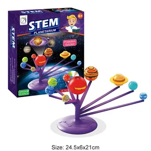 Mainan Planetarium rakitan DIY anak-anak Kit sains Model planet Sembilan sistem surya Hadiah Natal anak-anak mainan ilmiah Anak