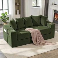 L-förmiges, faltbares, multifunktionales Doppelsitzer-Schlafsofa, anpassbares, modernes, schlichtes Cord-Sofa mit hoher Dichte