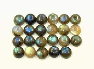 แลบราโดไรต์ปรับเทียบเครื่องฉายที่ฉูดฉาดมากทรงกลม10มม. ทั้งสองด้านสูงขัดเงา CAB labradorite 23ชิ้นพลอย - Product Image 3