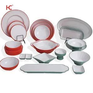 unbreakable floral printing tableware white color dish bowl set restaurant dinnerware melamine ware plates