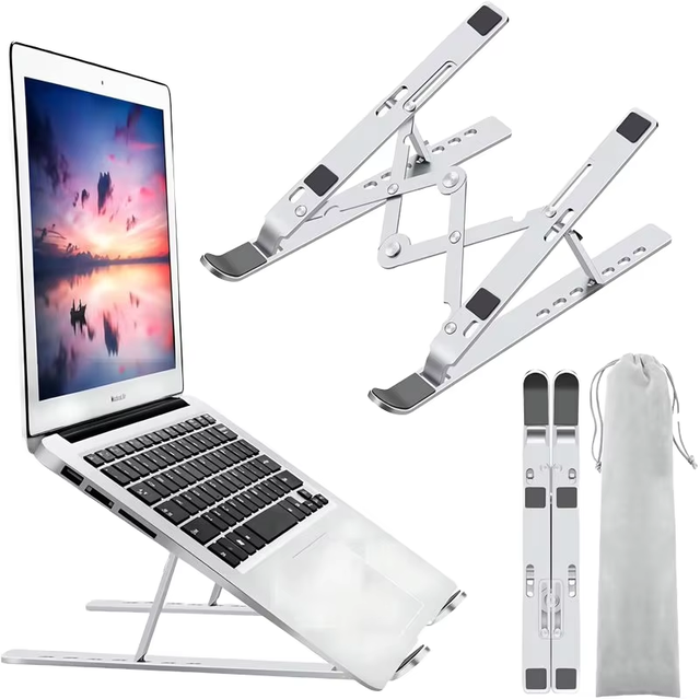 Ergonomic Portable Height Notebook Double Fork Stand Vertical Aluminium Foldable Portable Adjustable Laptop Stand for Desk