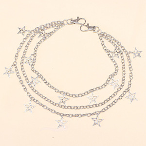 โซ่คล้องกางเกงลายดาวฮิปฮอป หลายชั้น ทำจากโลหะผสมสังกะสี โซ่คาดเอว สไตล์ปาร์ตี้พังก์ แฟชั่นโซ่คล้องตัว - Product Image 6