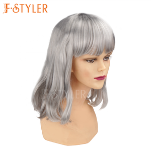 FSTYLER Vente Chaude <span class=keywords><strong>Coupe</strong></span> De <span class=keywords><strong>Cheveux</strong></span> <span class=keywords><strong>Courte</strong></span> <span class=keywords><strong>avec</strong></span> <span class=keywords><strong>Frange</strong></span> Perruque Synthétique Vente En Gros Vente En Vrac Usine Personnaliser Mode Réglable Costume Perruque - Product Image 2