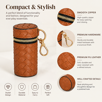 Étui à rouge à lèvres en cuir PU tressé, porte-clés cylindrique, support portable pour brillant à lèvres et vernis à ongles, pochette cosmétique pour sac à main