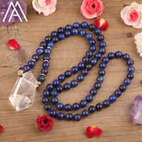 Doğal Lapis Lazuli şifa temizle kuvars kristal Mala boncuk Yoga kolye enerji takı