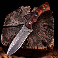 Couteau de chasse professionnel à lame fixe en acier inoxydable de qualité supérieure avec manche en bois, idéal pour le camping et la survie, OEM