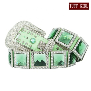 Cintura in Pelle Verde Frutta con Concho in <span class=keywords><strong>Pietra</strong></span> Taglio Prisma Stile Western per Donna 95cm - Product Image 4