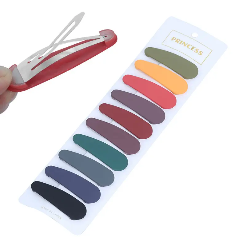 Produttori vendite dirette ragazze coreane Clip BB a colori smerigliati Clip per capelli in metallo 5.4cm Clip per frangia con bordo a goccia d'acqua