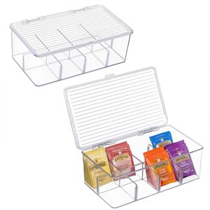 Bolsa de té de plástico, caja organizadora de almacenamiento dividida con tapa de bisagra para gabinete de cocina, encimera, despensa, cápsula de café - Product Image 4