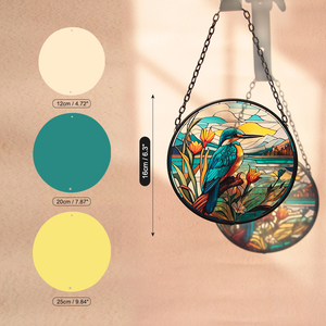 Atrapasoles de Vidrio Pintado con Aves y Animales, Estilo Rústico Art Deco, Adornos Colgantes de 16 cm para Decoración de Jardín y Patio - Product Image 2