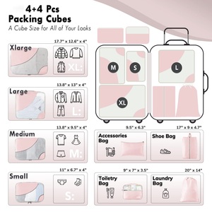 Ensemble de 8 cubes de rangement pour bagages de qualité supérieure avec tissu anti-déchirure, maille respirante, poignées faciles à transporter et fermetures éclair bidirectionnelles fluides - Product Image 3