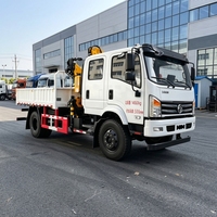 Camion benne à double cabine 4x2 avec grue articulée montée, capacité de levage 3-5 tonnes, hauteur de levage 16m, capacité de levage 12000kg pour travaux de construction