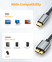 Cable de Carga y Datos SUNGUY USB 3.1 con Trenzado de Nailon, USB C a Micro-B, para Teléfono y Portátil
