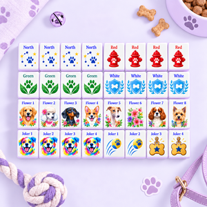 Luxury Modern <b>Dog</b> Theme American Mahjong <b>Set</b> 160 Pcs Acrylic Tiles Foldable Portable Eco-Friendly Water Resistant Durable Pink - Product Image 3
