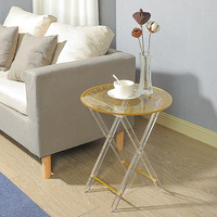 Acryl Maßgefertigter Klappbarer Beweglicher Couchtisch Modernes Einfaches Gold-Design Umweltfreundlich Langlebig für Schlafzimmer/Wohnzimmer/Büro