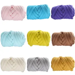 Hand Arm Knitting Blanket Super Chunky Knit Cotton Chenille Wool Velvet Tube Thick Fancy Yarn //