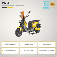 Scooter électrique 2200W, style rétro tout-terrain, pneus larges, batterie 72V, frein à disque avant, frein à tambour arrière, deux places avec porte-bagages