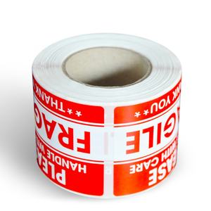 Étiquettes d'emballage en papier autocollantes personnalisées de haute qualité, imperméables, pré-imprimées, pour boîtes, étiquettes de couleur Fragile - Product Image 2
