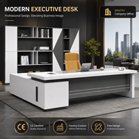 Escritorio Ejecutivo Modular Moderno de Alta Calidad y Ecológico con Superficie de PVC Blanca en Forma de L para Oficina, Uso Comercial, con Archivador
