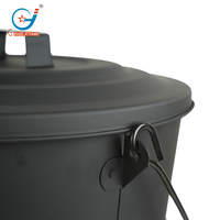 Seau à cendres en métal de 3,2 gallons avec couvercle pour foyer à bois