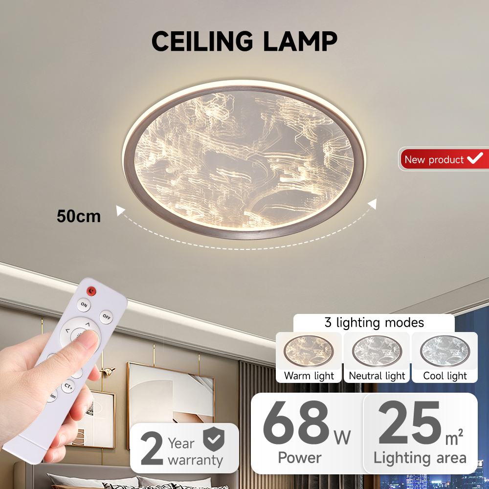 Top Selling Product Indoor Bedroom Ceiling Lamp Modern Acrylic 68W Remote Control Dimming Intelligent Led Ceiling Light