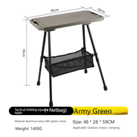 Table pliante tactique moderne avec pieds réglables, plateau en alliage d'aluminium, résistante aux intempéries, pour le camping en plein air, la randonnée, le pique-nique, la salle de sport