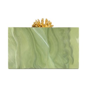 Women Tortoiseshell Acrylic Box Clutch Purse Hard Case Evening Handbag with <b>Gold</b> Coral Shape <b>for</b> <b>Wedding</b> Cocktail Prom Party - Product Image 2