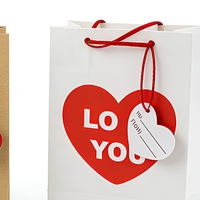 Sacs en papier de luxe pour fêtes de mariage, vente en gros, sacs cadeaux en papier kraft recyclables, imprimés cœur, sacs écologiques pour la Saint-Valentin