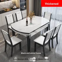 Table à manger en dalle de style chinois moderne haut de gamme, nouveau design pliable et extensible avec un style simple et luxueux