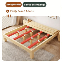 Lit plateforme minimaliste multifonctionnel en pin massif avec tiroir de rangement et table de chevet, sans tête de lit