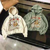 Sweat-shirt en coton pour homme, fermeture éclair, 380 GSM, imprimé, cordon de serrage, poche kangourou, broderie de logo personnalisée