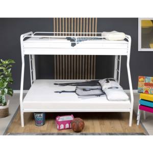 MILENYUM - Litera metálica moderna de una plaza y media sobre una plaza completa para niños, plegable, con barandilla de seguridad y escalera, muebles de dormitorio, uso hotelero, Turquía - Product Image 1