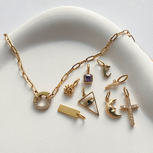 EManco Collier tendance minimaliste pour femme, avec pendentifs Triangle, Mauvais œil, Croix, Barre vierge, Lune, en acier inoxydable, chaîne à maillons, DIY, Dropshipping - Product Image 1