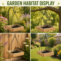 Mangeoire à oiseaux en bois à suspendre pour l'extérieur avec plateau et fond en maille, en bois naturel, station de semence pour oiseaux sauvages, décoration de jardin, OEM