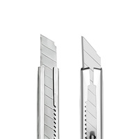 Cutter rétractable STARPRINT avec lame à clipser et cadre en alliage d'aluminium couleur argent pour le papier artisanal et les projets scolaires