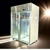 Unitech 1500L Congelador de exhibición de carne de acero inoxidable con enfriamiento directo, iluminación LED, 2 puertas, -15°C, refrigerante R22