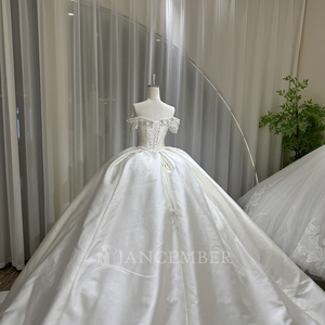 Lsoy044 Modern Bridal Ball Gowns Mikado Satin Shiny Rhinestones <b>Bride</b> Skirt Off-Shoulder Chapel Train Sweetheart Neckline - Product Image 6