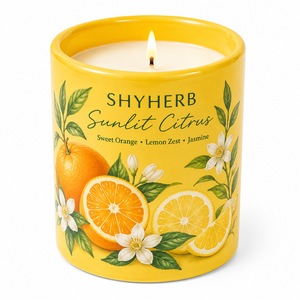 SHYHERB <strong>Tomato</strong> Bloom Scented <strong>Candle</strong>, Red Ceramic Jar with Vintage <strong>Tomato</strong> Print, Soy Wax Aromatherapy <strong>Candle</strong> Home Decor Gift - Product Image 1