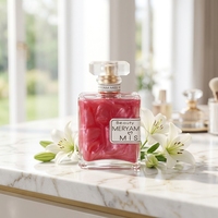 Parfum pour Femme Flacon Carré Liquide Rose Scintillant Lys Marbré Dentelle Miroir Vaporisateur Doré Longue Durée