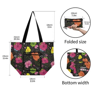 LOW MOQ Washable BFoldable Recycle <b>Shopping</b> Grocery Reusable Bag Polyester Grocery Supermarket Tote Bag <b>Shopping</b> Bag with Logo - Product Image 3