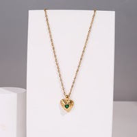 Collier pendentif cœur tendance en acier inoxydable plaqué or 18 carats avec zircon, bijou étanche, cadeau pour femme