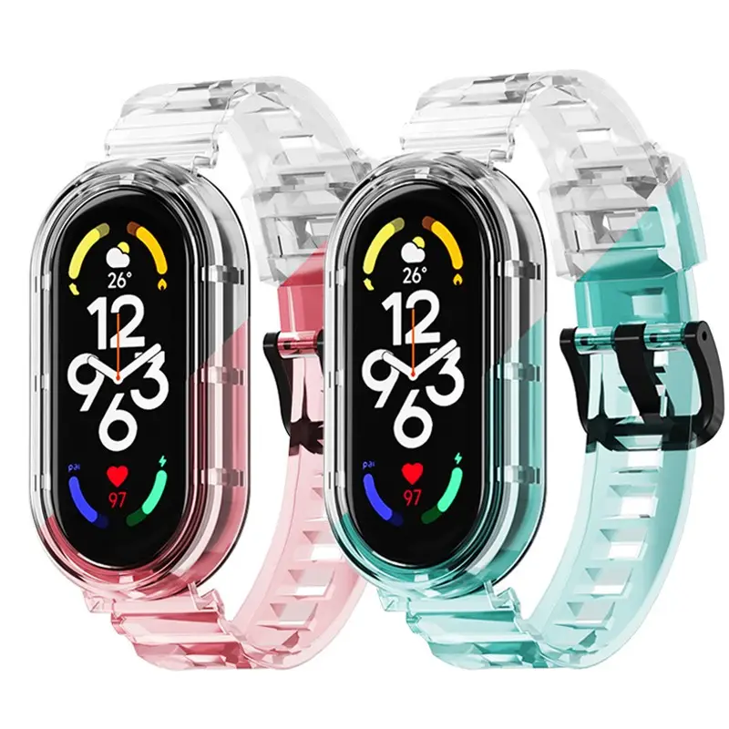 Silicone TPU Resin Strap For Xiaomi Mi Band 7 6 5 4 3 Transparent Replacement Wristband for Mi Band 7 Miband 6 Miband 5 Bracelet