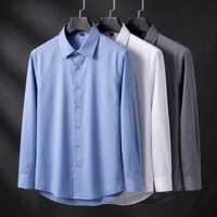 Chemises habillées premium pour hommes en mélange coton 200S et soie de mûrier, à manches longues, coupe ajustée, style exécutif, infroissables, pour le bureau