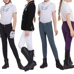 Wholesale Children Horse Riding Leggings Sports Wear-Resistant Silicone Cotton Spandex Kids Horse Back Riding Pants Breeches