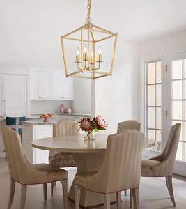 ثريا ذهبية من النحاس مع قفص معدني بتصميم ريفي، ثريا صناعية بطراز المزرعة لجزيرة المطبخ وغرفة الطعام والمدخل - Product Image 2